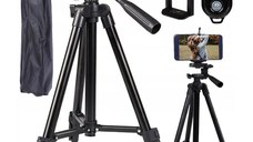 Trepied cu telecomanda si suport pentru telefon, 103 cm, negru