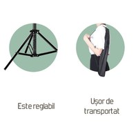 Trepied Telescopic, Pentru Telefon/Camera Foto, Telecomanda Bluetooth, Rotire 360°, H68-210cm, Husa, Aluminiu, OBRALIX® - 2