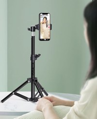 Trepied Telescopic, Pentru Telefon/Camera Foto, Telecomanda Bluetooth, Rotire 360°, H68-210cm, Husa, Aluminiu, OBRALIX® - 6