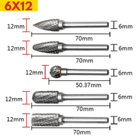 Trusa 5 Freze Biax de Carbura din Otel Tungsten pentru Metal, Lemn si altele, Diamentru Varf 12 mm si Tija Prindere 6 mm - 3