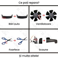 Trusa Aparat sudat plastic, GlowforHome, Pistol Profesional pentru lipit/sudat plastic, 200 capse, putere 50W, rosu - 12
