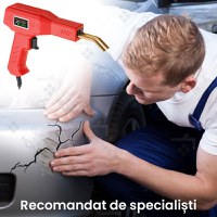 Trusa Aparat sudat plastic, GlowforHome, Pistol Profesional pentru lipit/sudat plastic, 200 capse, putere 50W, rosu - 6
