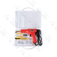 Trusa Aparat sudat plastic, GlowforHome, Pistol Profesional pentru lipit/sudat plastic, 200 capse, putere 50W, rosu - 2