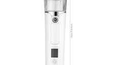 Umidificator Techstar® Hidratare Ten, Pulverizare Abur Rece, Rezervor 40ML, Display LCD, Reincarcabil, USB, 1200mAh