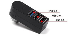USB Hub Techstar® HB3, 3.0 High Speed, 1 Port USB 3.0, 2 Port USB 2.0, Conexiune USB 3.0 de mare viteza, Compact
