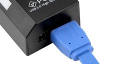 USB Hub Techstar® HB6, 3.0 High Speed, 7 Port USB 3.0, Buton On/Off, Conexiune USB 3.0 de mare vitezam Alimentator