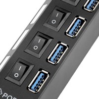 USB Hub Techstar® HB6, 3.0 High Speed, 7 Port USB 3.0, Buton On/Off, Conexiune USB 3.0 de mare vitezam Alimentator - 6