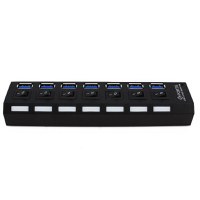 USB Hub Techstar® HB6, 3.0 High Speed, 7 Port USB 3.0, Buton On/Off, Conexiune USB 3.0 de mare vitezam Alimentator - 2