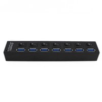 USB Hub Techstar® HB6, 3.0 High Speed, 7 Port USB 3.0, Buton On/Off, Conexiune USB 3.0 de mare vitezam Alimentator - 7