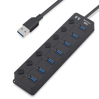 USB Hub Techstar® HB7, 3.0 High Speed, 7 Port USB 3.0, Buton On/Off, Conexiune USB 3.0 de mare viteza - 3