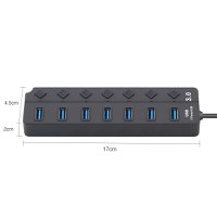 USB Hub Techstar® HB7, 3.0 High Speed, 7 Port USB 3.0, Buton On/Off, Conexiune USB 3.0 de mare viteza - 4