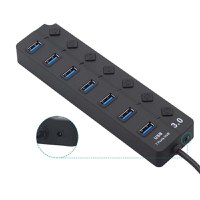 USB Hub Techstar® HB7, 3.0 High Speed, 7 Port USB 3.0, Buton On/Off, Conexiune USB 3.0 de mare viteza - 1