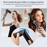 Uscator de par multifunctional 5 in 1, 1000W, 60000 RPM, 200 milioane Ioni Negativi, 3 trepte temperatura, Negru Auriu - 11