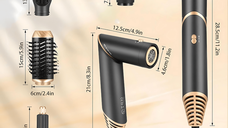 Uscator de par multifunctional 5 in 1, 1000W, 60000 RPM, 200 milioane Ioni Negativi, 3 trepte temperatura, Negru Auriu