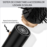 Uscator de par multifunctional 5 in 1, 1000W, 60000 RPM, 200 milioane Ioni Negativi, 3 trepte temperatura, Negru Auriu - 5