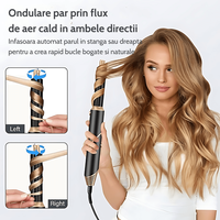 Uscator de par multifunctional 5 in 1, 1000W, 60000 RPM, 200 milioane Ioni Negativi, 3 trepte temperatura, Negru Auriu - 2