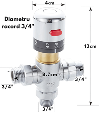 Vana de amestec termostatica NeoHGS, G3/4”, filet exterior DN20, protectie antioparire, reglabila, apa calda - 5