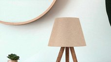 Veioza, Opviq, pvc, crem si maro, 22x33 cm, picioare lemn fag