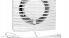 Ventilator baie Orno OR-WL-3200/100/PS, 8 W, 93 m³/h, 2400 rpm, 100 mm, montare in perete, cablu cu intrerupator, Alb