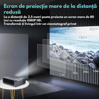 Videoproiector portabil Full HD, Android 9.0 Wi-Fi & Bluetooth, 12 000 Lumeni, Rezolutie 1920x1080 HD, Suport 4K/8K - 4