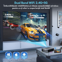 Videoproiector portabil Full HD, Android 9.0 Wi-Fi & Bluetooth, 12 000 Lumeni, Rezolutie 1920x1080 HD, Suport 4K/8K - 7