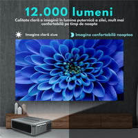 Videoproiector portabil Full HD, Android 9.0 Wi-Fi & Bluetooth, 12 000 Lumeni, Rezolutie 1920x1080 HD, Suport 4K/8K - 8