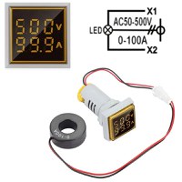 Voltmetru si Ampemetru Digital MRG MAD22 , Patrat, LCD, AC 50-500V, 100A - 6