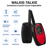 Walkie Talkie Copii si Adulti, Set 2 bucati,cu Raza Lunga de Actiune, Vox, Blocare taste, Sunet clar, Statie radio - 4