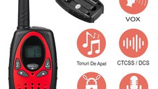 Walkie Talkie Copii si Adulti, Set 2 bucati,cu Raza Lunga de Actiune, Vox, Blocare taste, Sunet clar, Statie radio