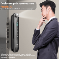 Yala inteligenta Smart cu recunoastere Faciala, Incuietoare cu Camera Video, Amprenta, Card, Parola, Cheie, Aplicatie - 6