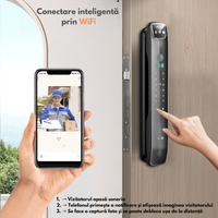 Yala inteligenta Smart cu recunoastere Faciala, Incuietoare cu Camera Video, Amprenta, Card, Parola, Cheie, Aplicatie - 12