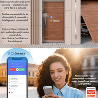 Yala inteligenta Smart cu recunoastere Faciala, Incuietoare cu Camera Video, Amprenta, Card, Parola, Cheie, Aplicatie - 10