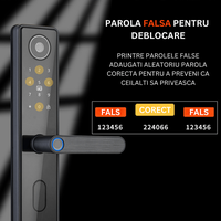 Yala inteligenta Wireless cu camera video, control de la distanta WiFi, broasca inclusa, Aplicatie,Card, Amprenta,Parola - 12