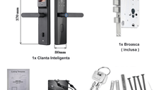 Yala inteligenta Wireless cu camera video, control de la distanta WiFi, broasca inclusa, Aplicatie,Card, Amprenta,Parola