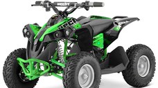 ATV electric Kinder Eco Wolf , motor 1060W 36V pozitionat pe punte si cui remorcare,  culoare verde
