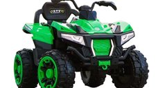 ATV electric Kinderauto SuperOffroad V2 4x4 pentru copii, 2 locuri, 180W, 12V, telecomanda, Bluetooth, verde, 3-9 ani