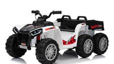 ATV electric pentru copii 2-6 ani, Kinderauto FarmQuad 6x6, 180W, 12V 14AH, roti EVA, premium, alb