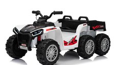 ATV electric pentru copii 2-6 ani, Kinderauto FarmQuad 6x6, 180W, 12V 14AH, roti EVA, premium, alb