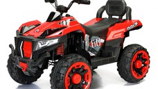 ATV electric pentru copii 4x4 Kinderauto SuperOffroad V2, 2 locuri, 180W 12V, telecomanda inclusa, 3-9 ani, bluetooth, rosu