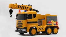 Camion electric cu functie de macara, Kinderauto Costrucktor 140W 12V 10Ah, culoare Galbena