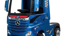 Camion electric pentru copii 2-7 ani Mercedes ACTROS, 4x4, 180W, 12V, roti moi, scaun tapitat, PREMIUM  Albastru