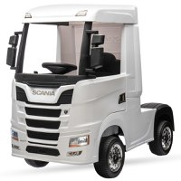 Camion electric pentru copii, SCANIA R-SERIES, 4x4, 180W, 12V 14Ah, echipare PREMIUM, alb - 1