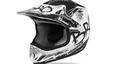 Casca de protectie pentru copii BRO Kimo Cross cu ventilatie si vizor reglabil, alba