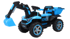 Excavator + bascula electrica Kinderauto Bonet 60W 12V, Telecomanda, culoare Albastra