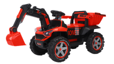 Excavator + bascula electrica Kinderauto Bonet 60W 12V, Telecomanda, culoare Rosie