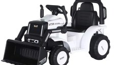 Excavator electric Kinderauto BJYT1066 60W 6V cu telecomanda, culoare alba