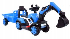 Excavator electric pentru copii Kinderauto BJXZ219B 35W 6V cu remorca, albastru
