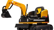 Excavator electric pentru copii Kinderauto X7, 110W, 12V-12Ah, scaun tapitat, telecomanda, galben