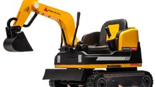 Excavator electric pentru copii Kinderauto X7, 110W, 12V-12Ah, scaun tapitat, telecomanda, galben