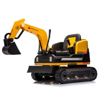 Excavator electric pentru copii Kinderauto X7, 110W, 12V-12Ah, scaun tapitat, telecomanda, galben - 1